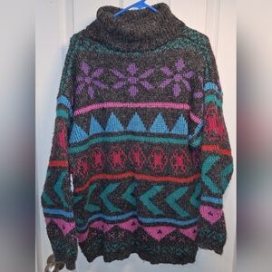 Kitty Hawk Vintage Patterned Turtleneck Sweater Large